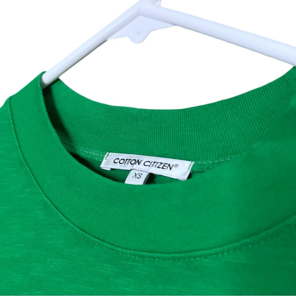 Cotton Citizen Tokyo Long Sleeve Cotton Mini Dress in Kelly Green XS - Image 4