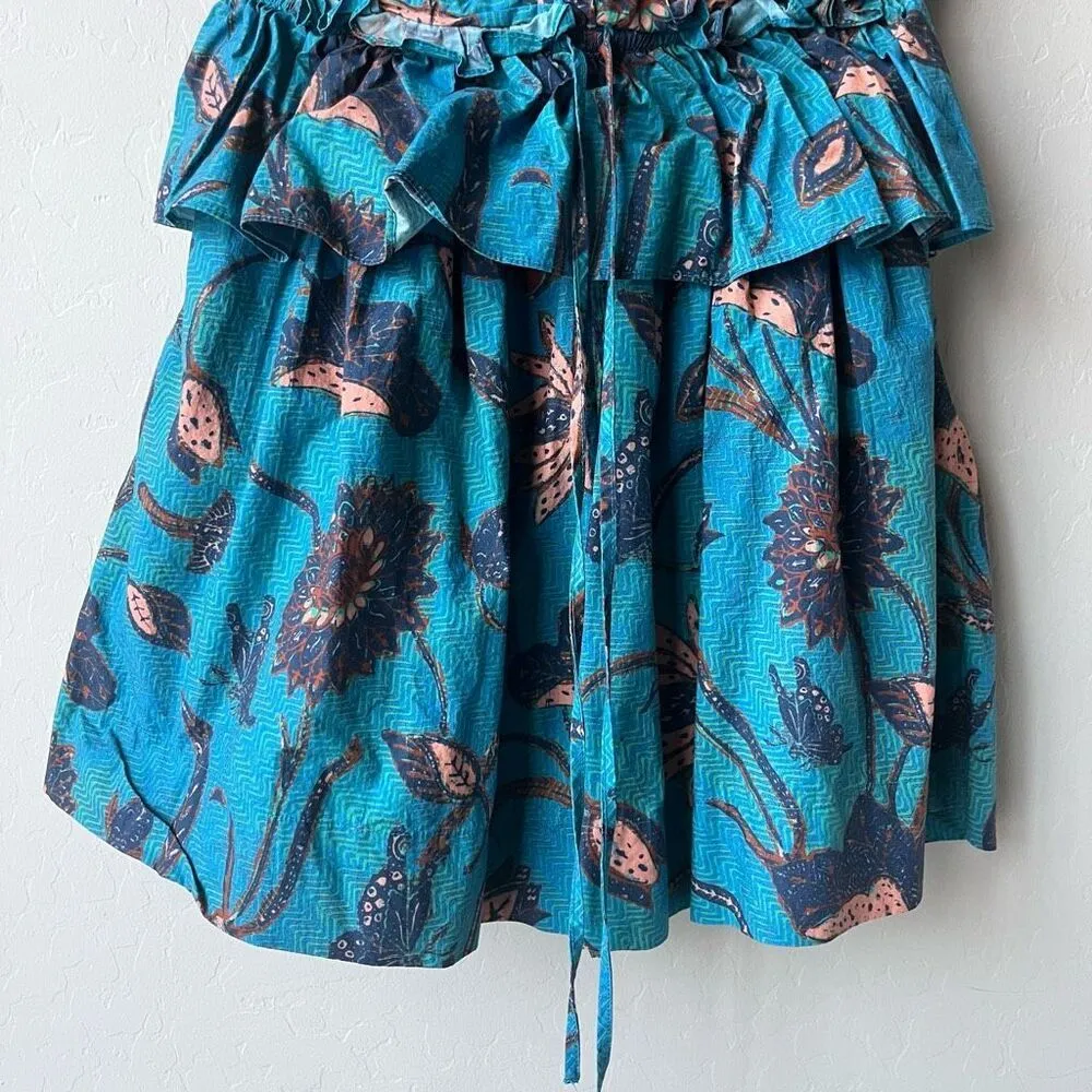 Ulla Johnson Isidro Halter Playsuit Romper in Lagoon Blue Floral Print Size 2 - Image 6