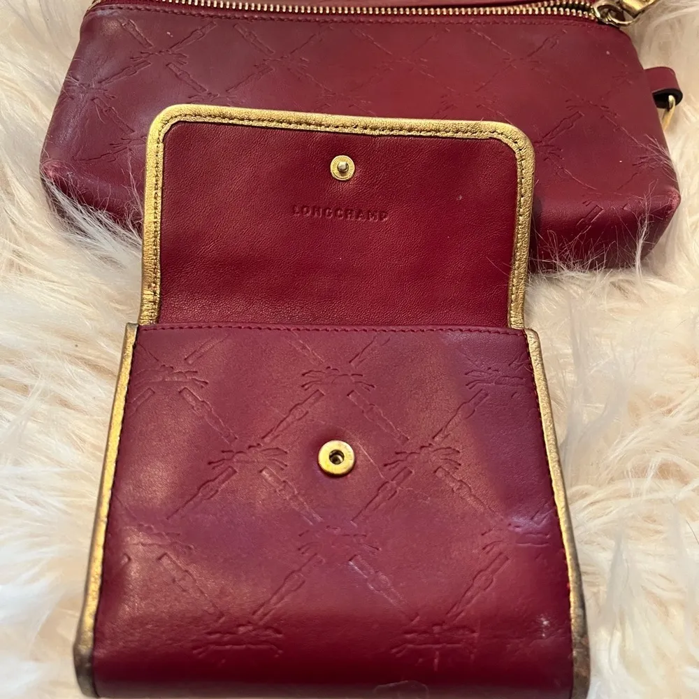 LONGCHAMP LM Cuir Large Tote Bag Leather Handbag Purse Logo Red - Image 14