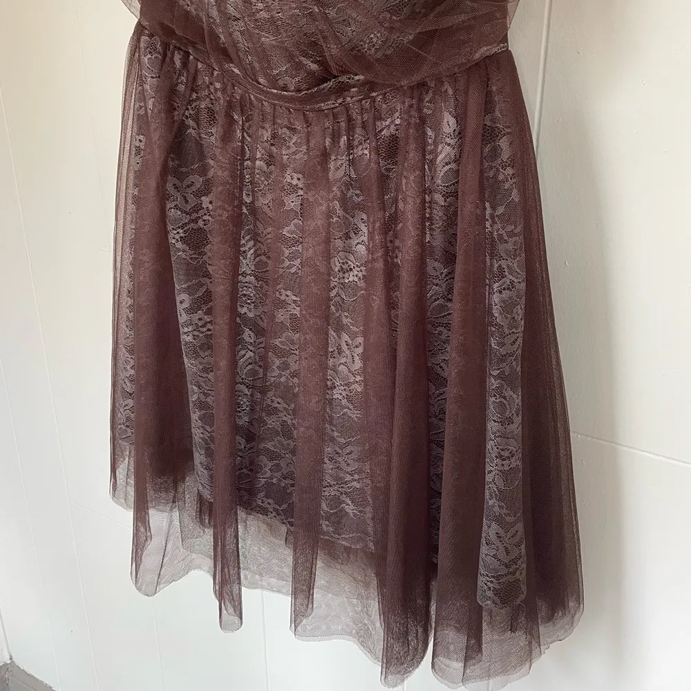 Alfred angelo strapless formal dress brown lace women’s size 12 prom dance Y2K - Image 10