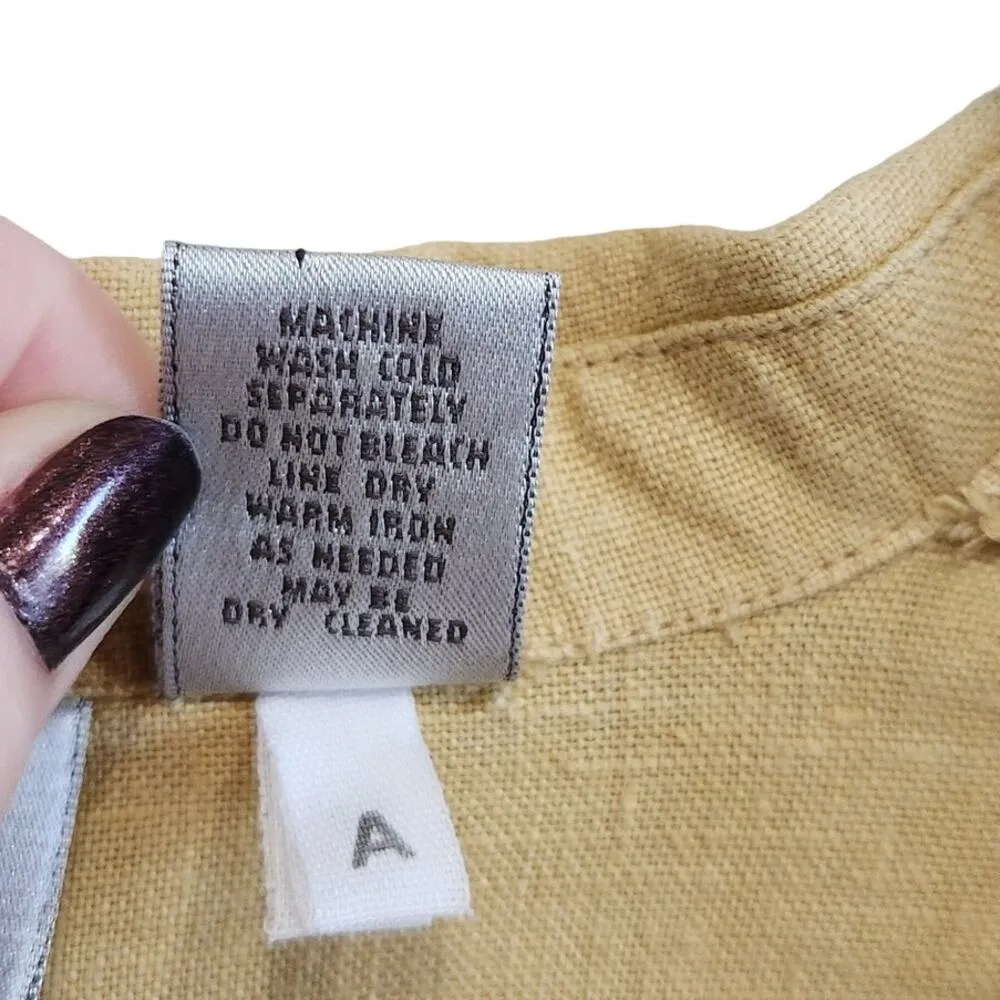 Chico's Long Sleeve Lightweight Casual Office Linen Blazer Pale Yellow Sz Small - Image 9