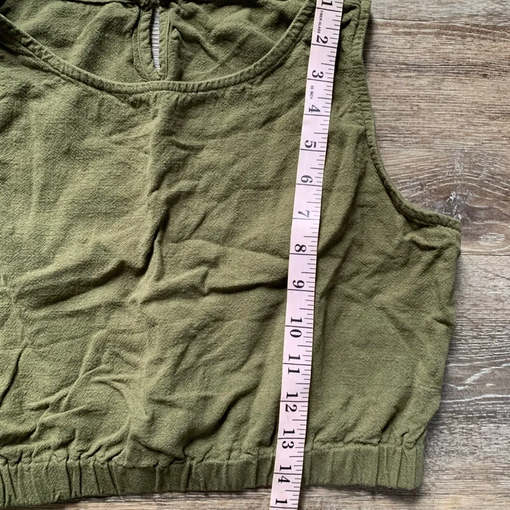 Olive Green Cotton Crop Top and Shorts Set M Size M - Image 5
