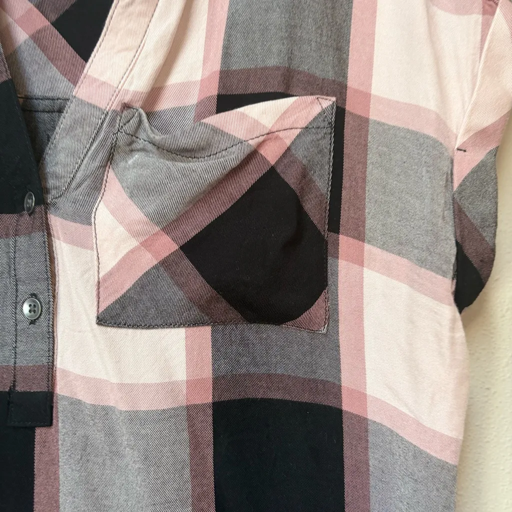 Plaid Tunic Shirt Dress Pink Gray – Rock & Republic Small - Image 6