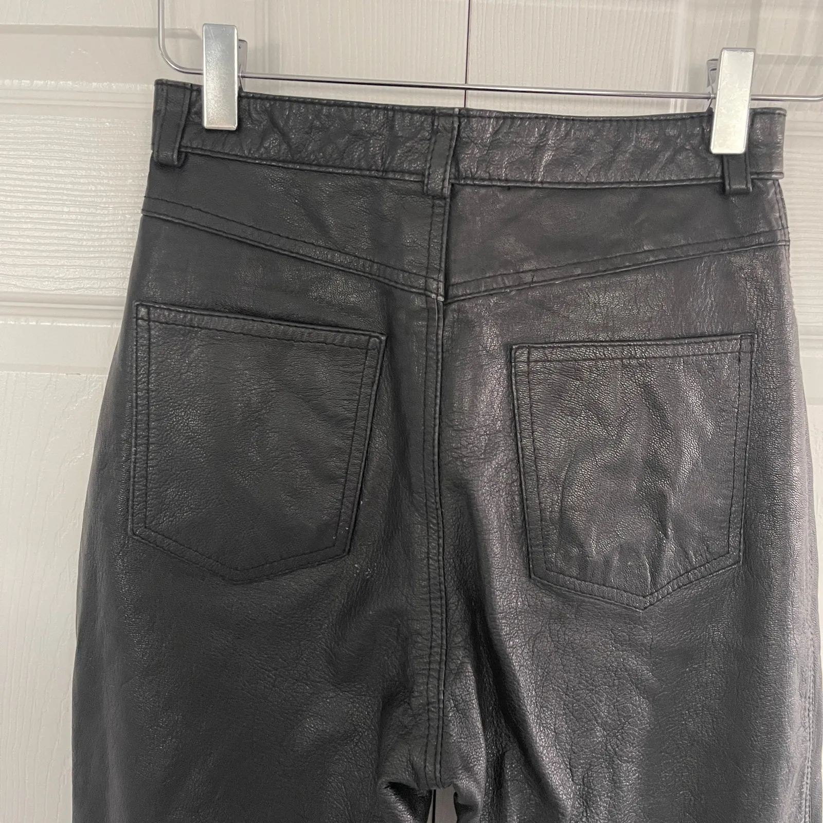 Limited Edition Vintage Black Leather Slim Pants Size 8 - Image 9