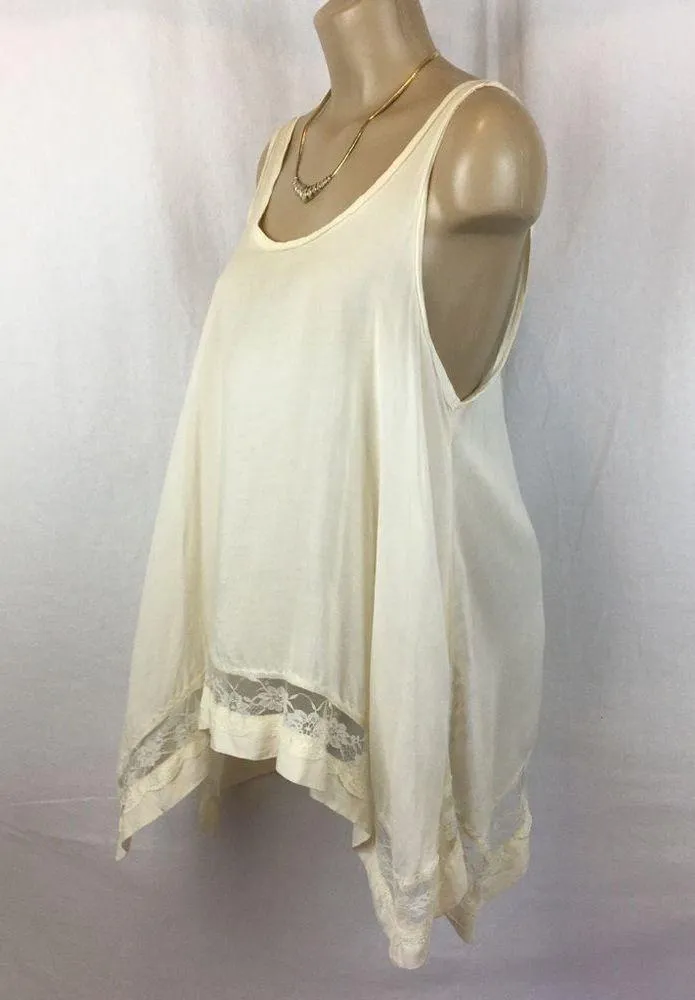 Free People Ivory Swing Shark-bite Hem Sleeveless Tank Top S - Image 2