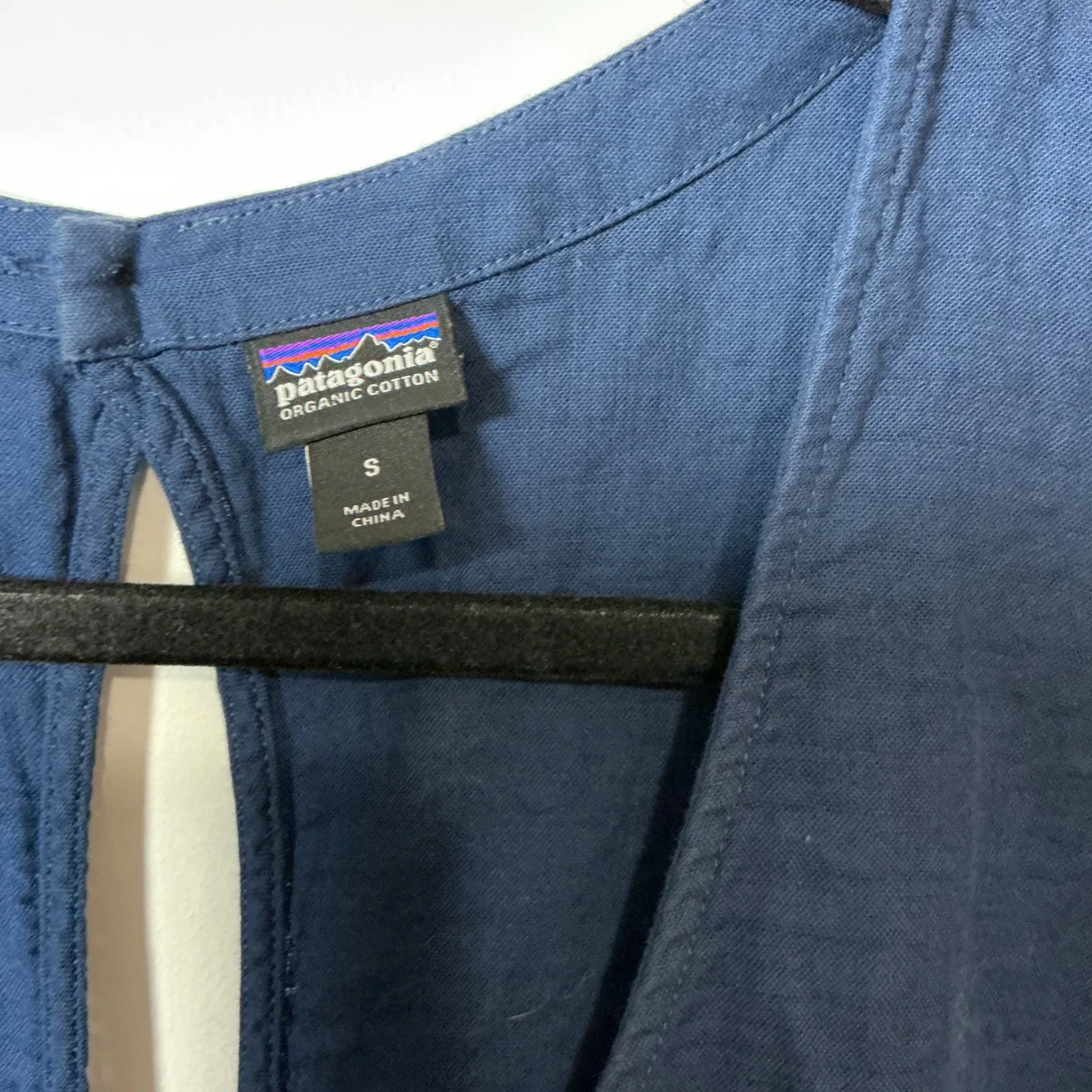 Patagonia Organic Cotton‎ Blue Dress Size Small Button Front Tie Waist Casual - Image 4