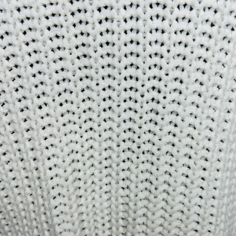 Love Tree Sz Small Cable Knit Crop Slouchy Fit White Sweater Distressed Fringe - Image 10