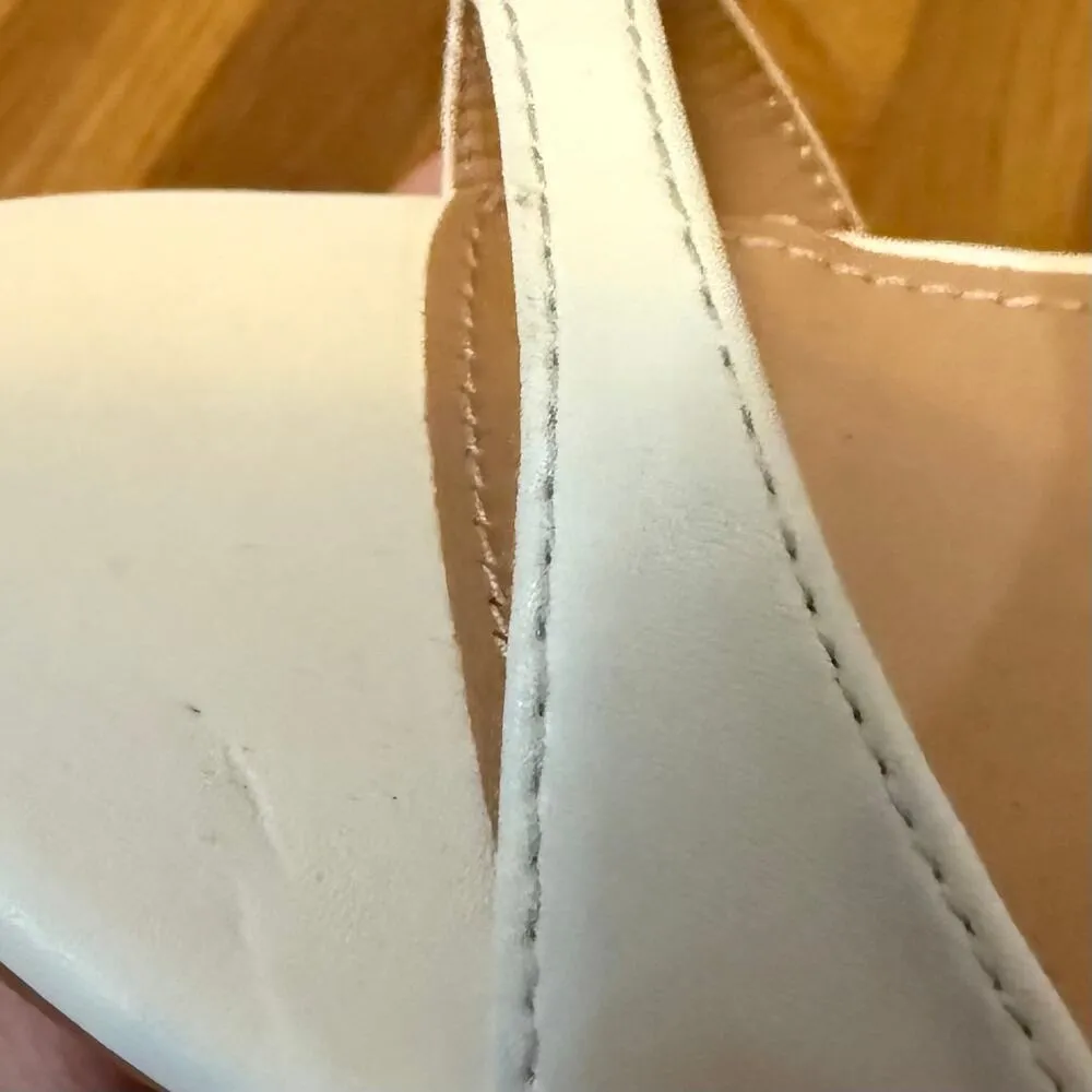 Lulus Womens 6.5 White Faux Leather Bow Ankle High Heel Bride Wedding Party Cute - Image 7