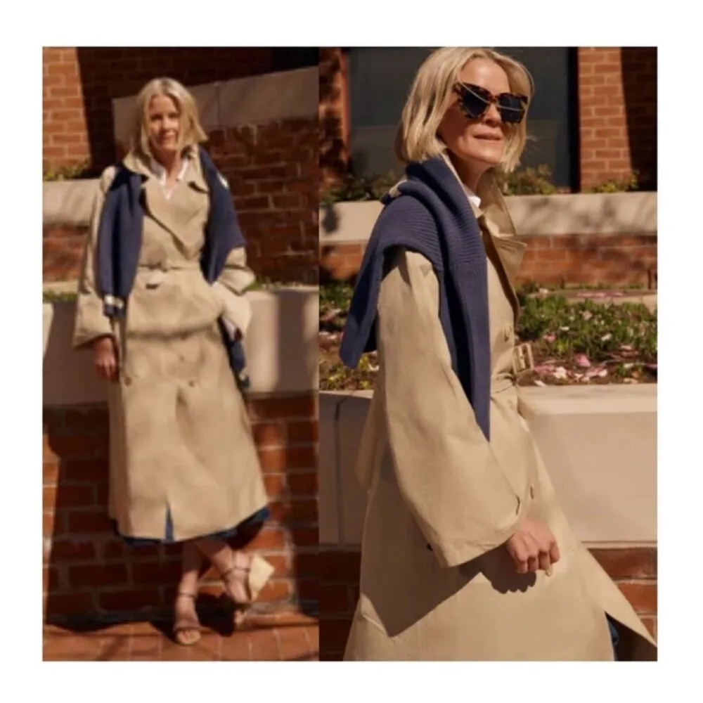 Tuckernuck Elaine Trench Coat XXL NWT Khaki Long Belted Double Breasted Classic - Image 8