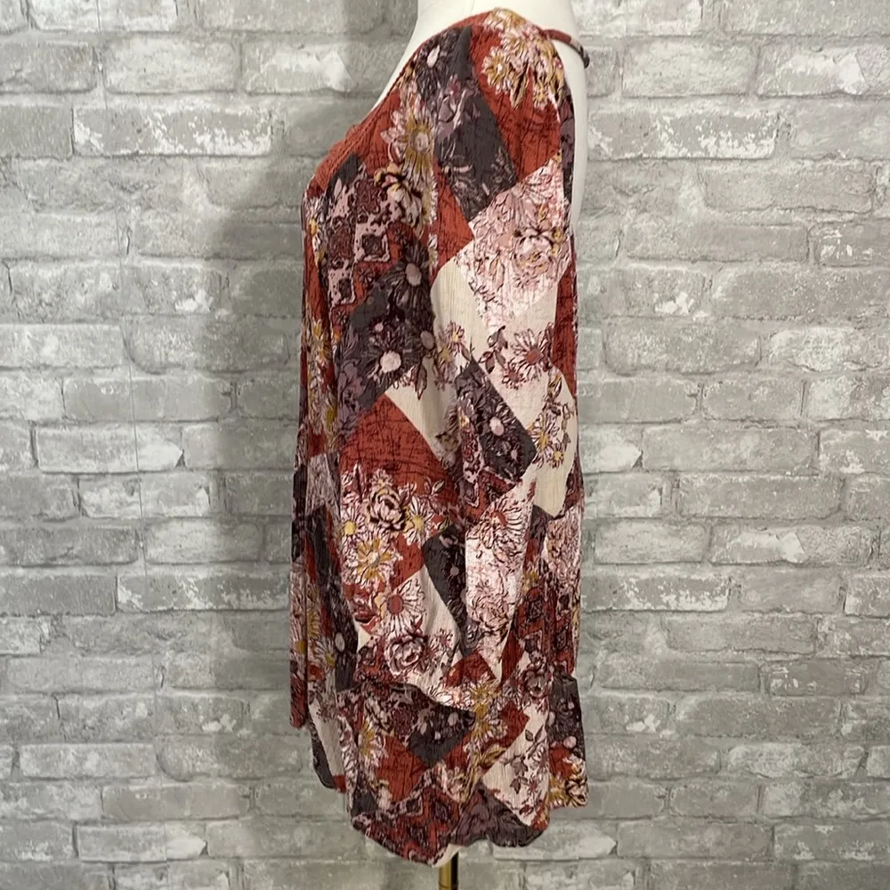 Maurices Crochet Trim Patchwork Babydoll Blouse - Image 3