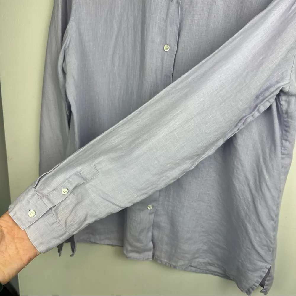 Brooks Brothers Womens Irish Linen Button Down Shirt Top Sz Large Purple - Image 11