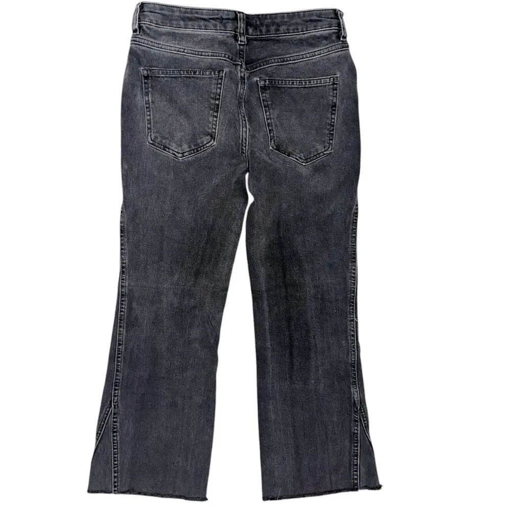 Free People Denim Women’s Size 26 Black Wash Rita Raw Edge Cropped Flare Jeans - Image 4