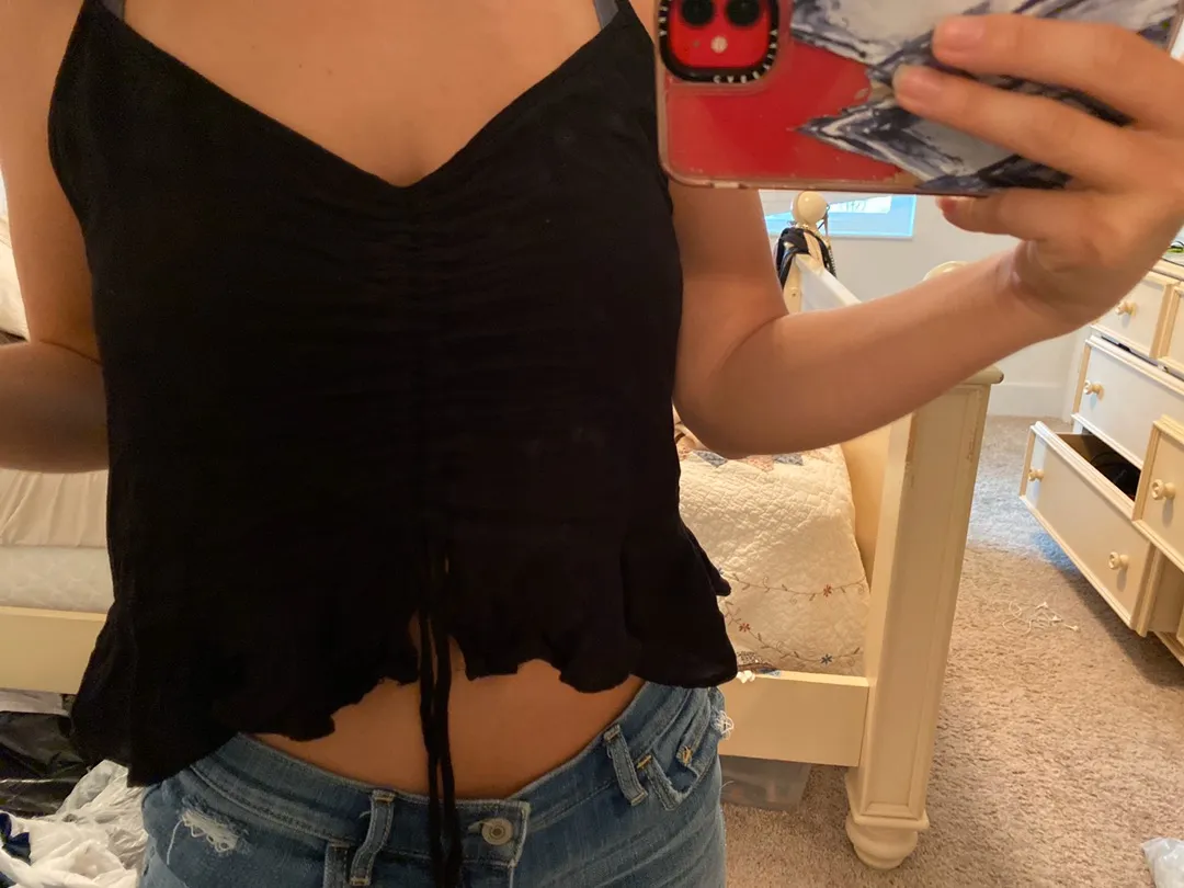 Forever 21 Black Tie Crop Top - Image 3