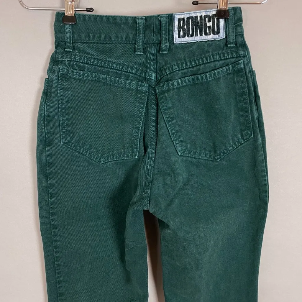 Vintage Bongo Jeans Green Juniors Size 3 Tapered Leg Retro 90s Ankh Peace Love‎ - Image 7