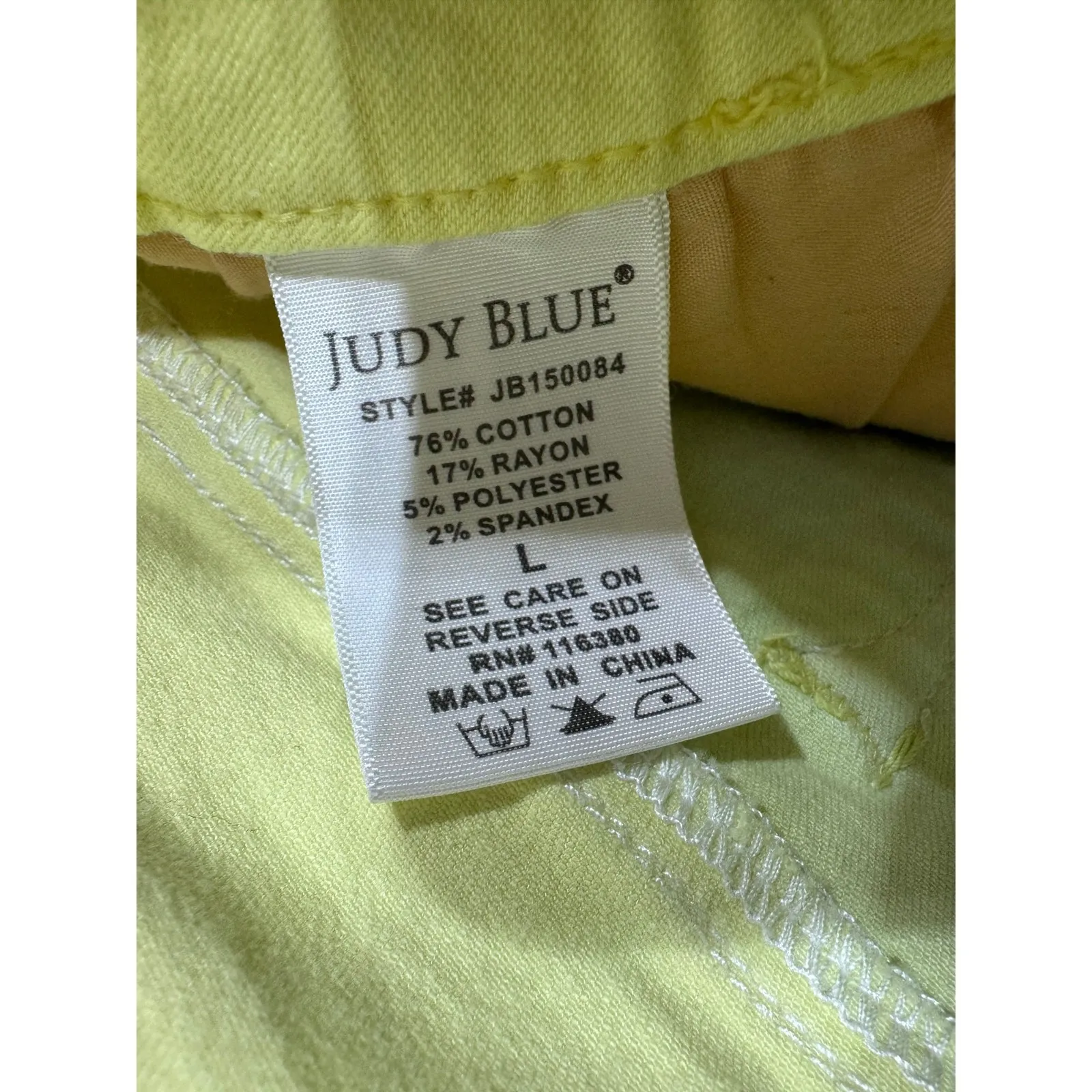 Judy Blue Yellow Blue Purple Ombre Dip Dye‎ Summer High Rise Jean Shorts Size L - Image 4