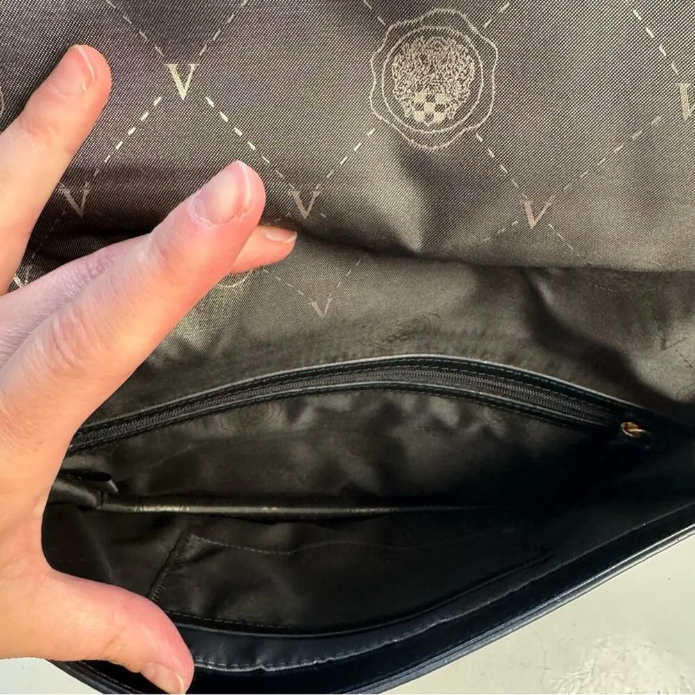 Vince Camuto Black Leopard Print Leather Shoulder Bag Clutch - Image 5