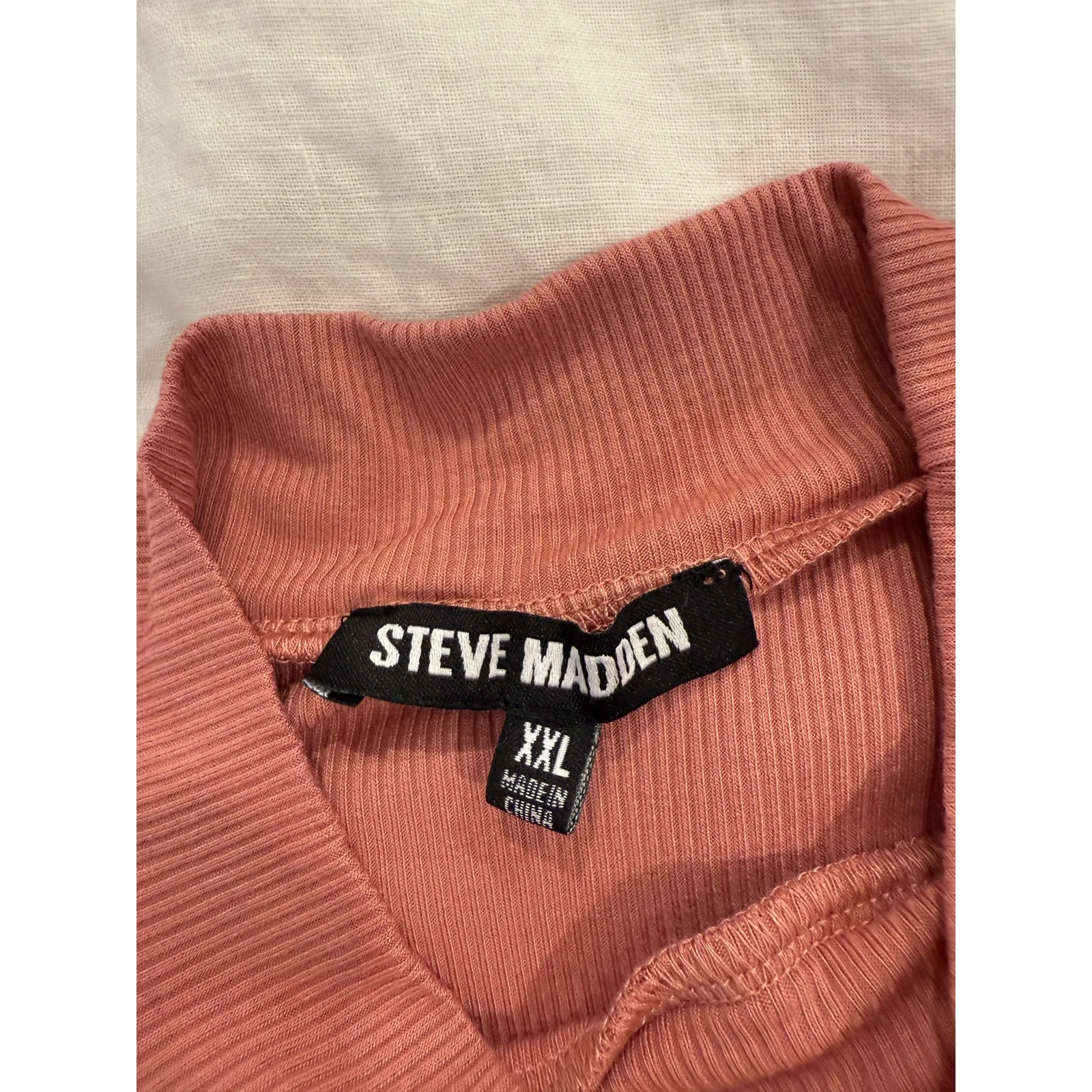 Steve Madden Puff Long Sleeve Ribbed Mock Neck Sweater Pink Women's Plus XXL - Image 4