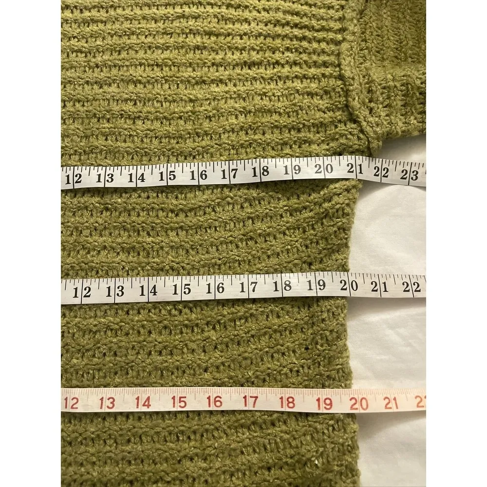 Aerie Womens Sweater Size XS Chunky Knit High Neckline Mock Green Oversized Soft - Image 12