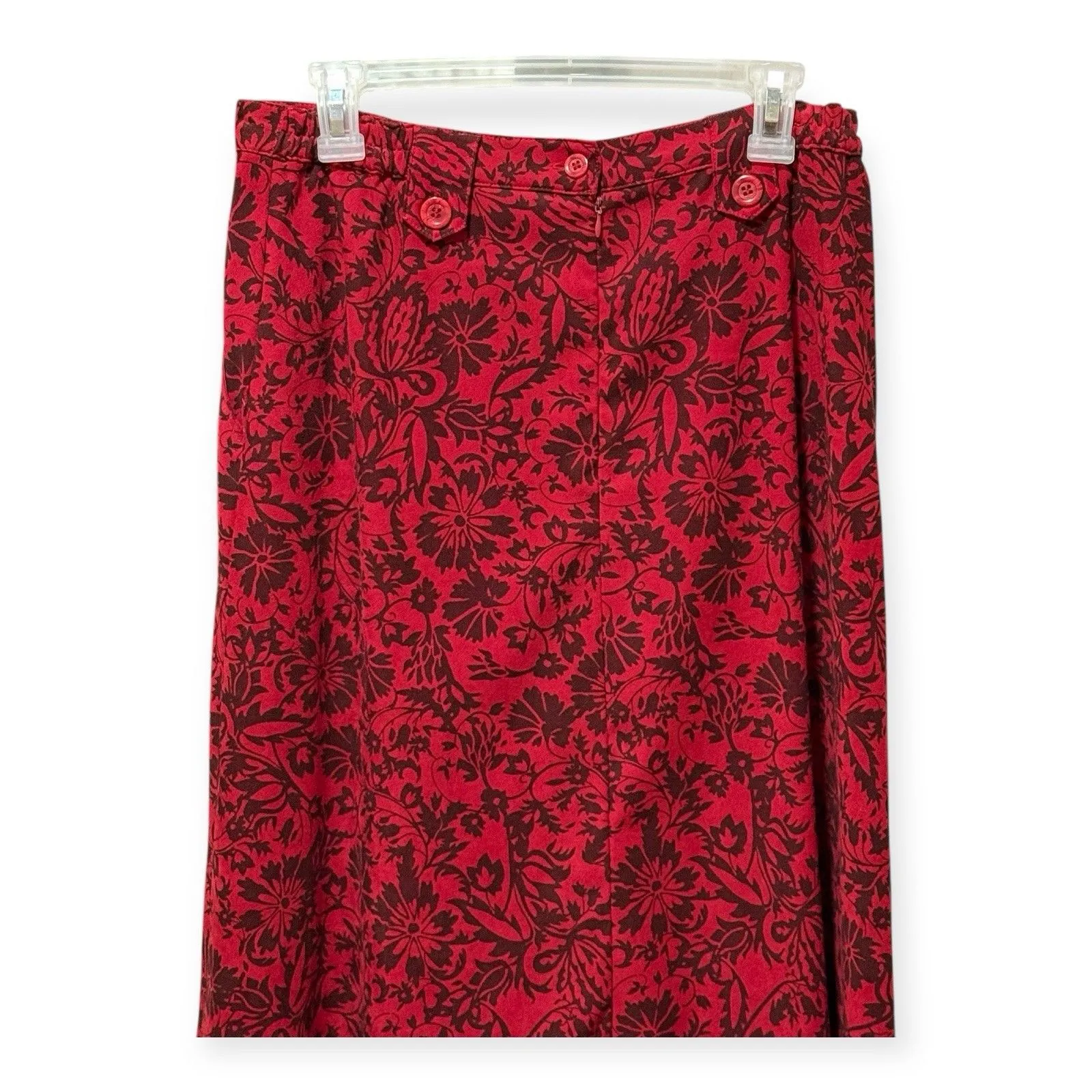Real Comfort by Chadwicks Red and Black Floral Long Skirt Size 8 Vintage - Image 5