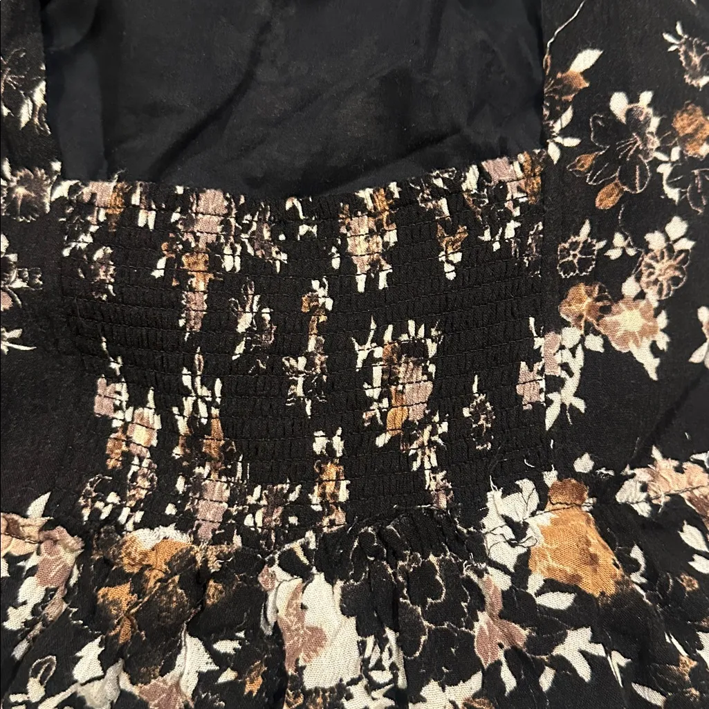 Free People Floral Long Sleeve mini Dress boho flowy size Medium - Image 7