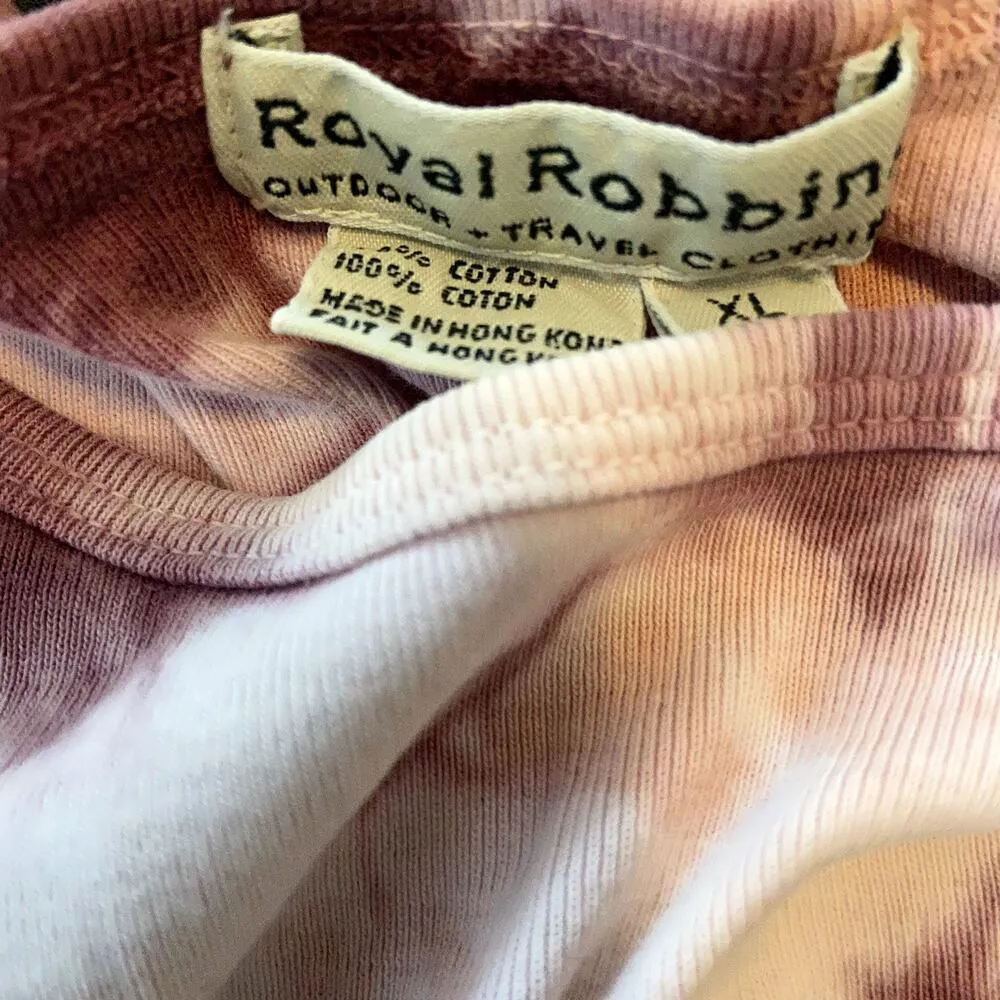 Royal Robbins Crop Tank Top 100% Cotton Sleeveless Crew Neck Pink Tie Dye XL - Image 2
