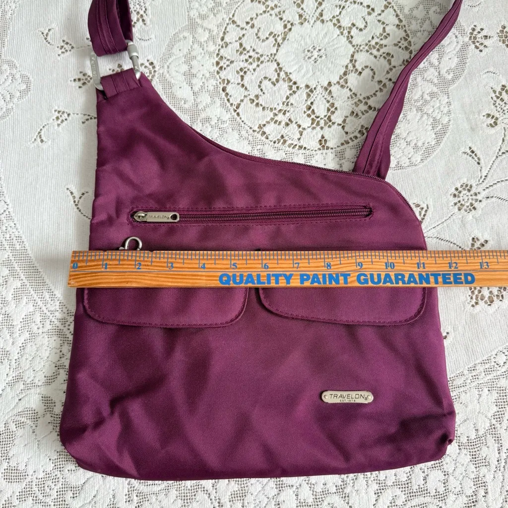 Travelon Anti-Theft Purple Crossbody Messenger Bag RFID Blocking - Image 4