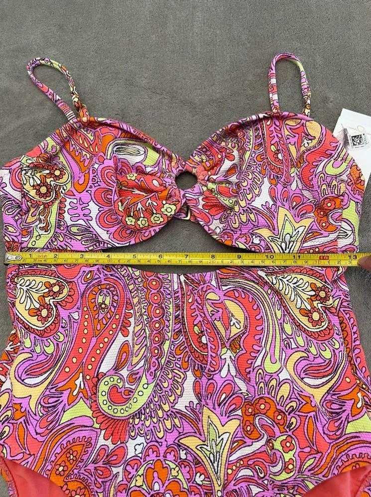 🦄Brand New JESSICA SIMPSON one Piece Paisley Swimsuit, Medium - Image 5