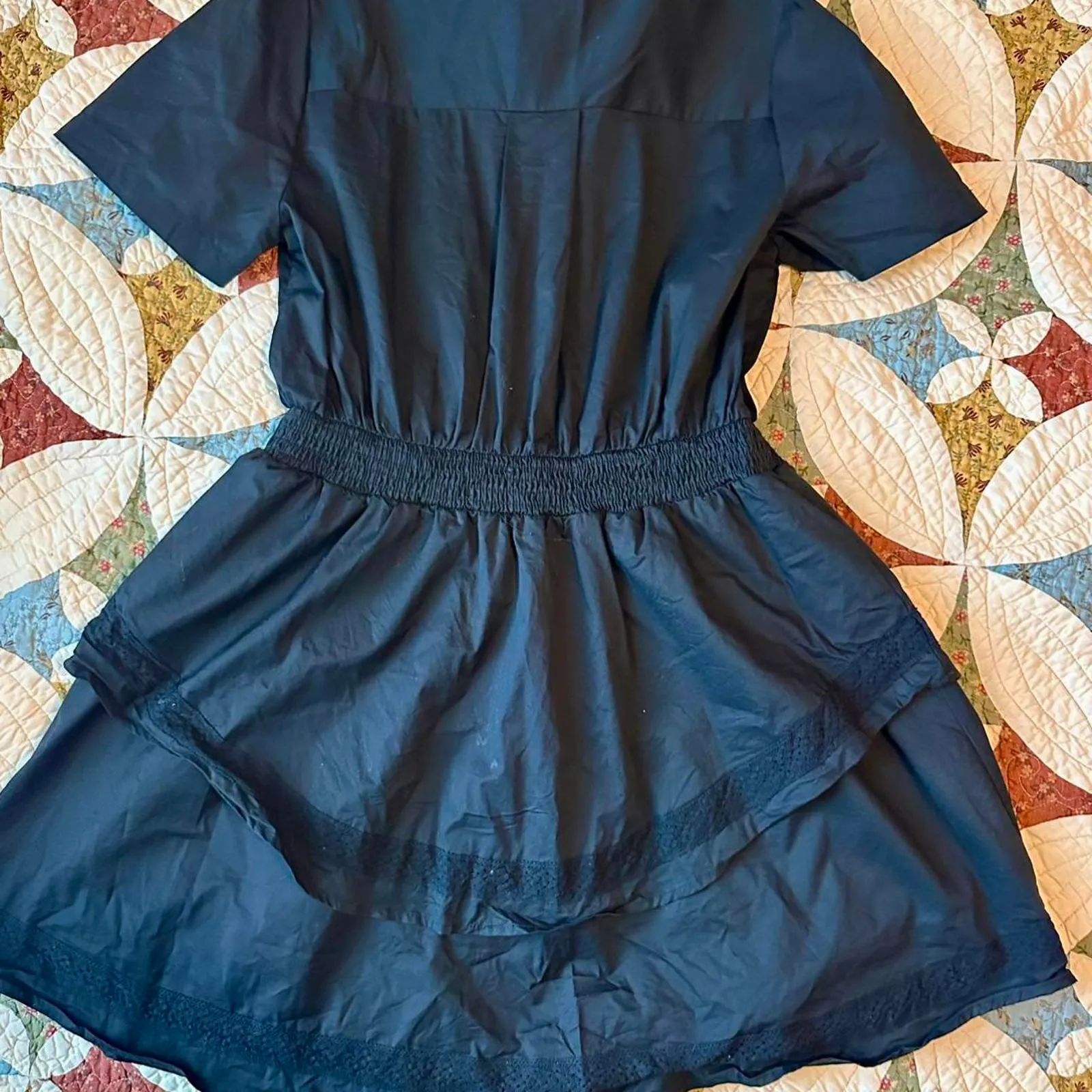 Lost + Wander black mini cottagecore country cotton shirt dress Size M - Image 3