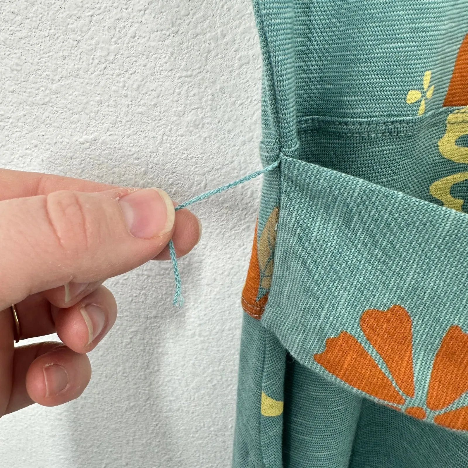 Toad & Co‎ Teal Green Floral Print Short Sleeve Tie Waist Tencel Cotton Dress - Image 13