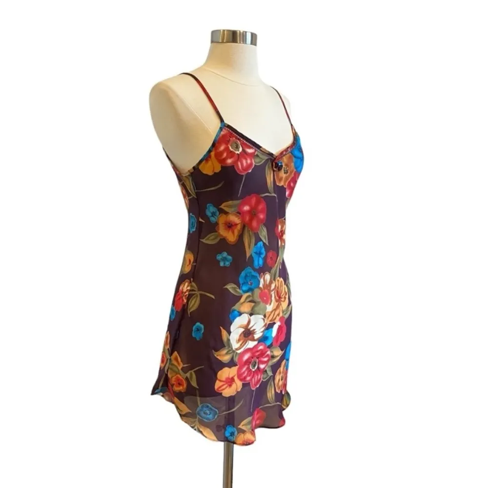 Vintage Floral Slip Dress V Neck Spaghetti Strap Mini - Image 8