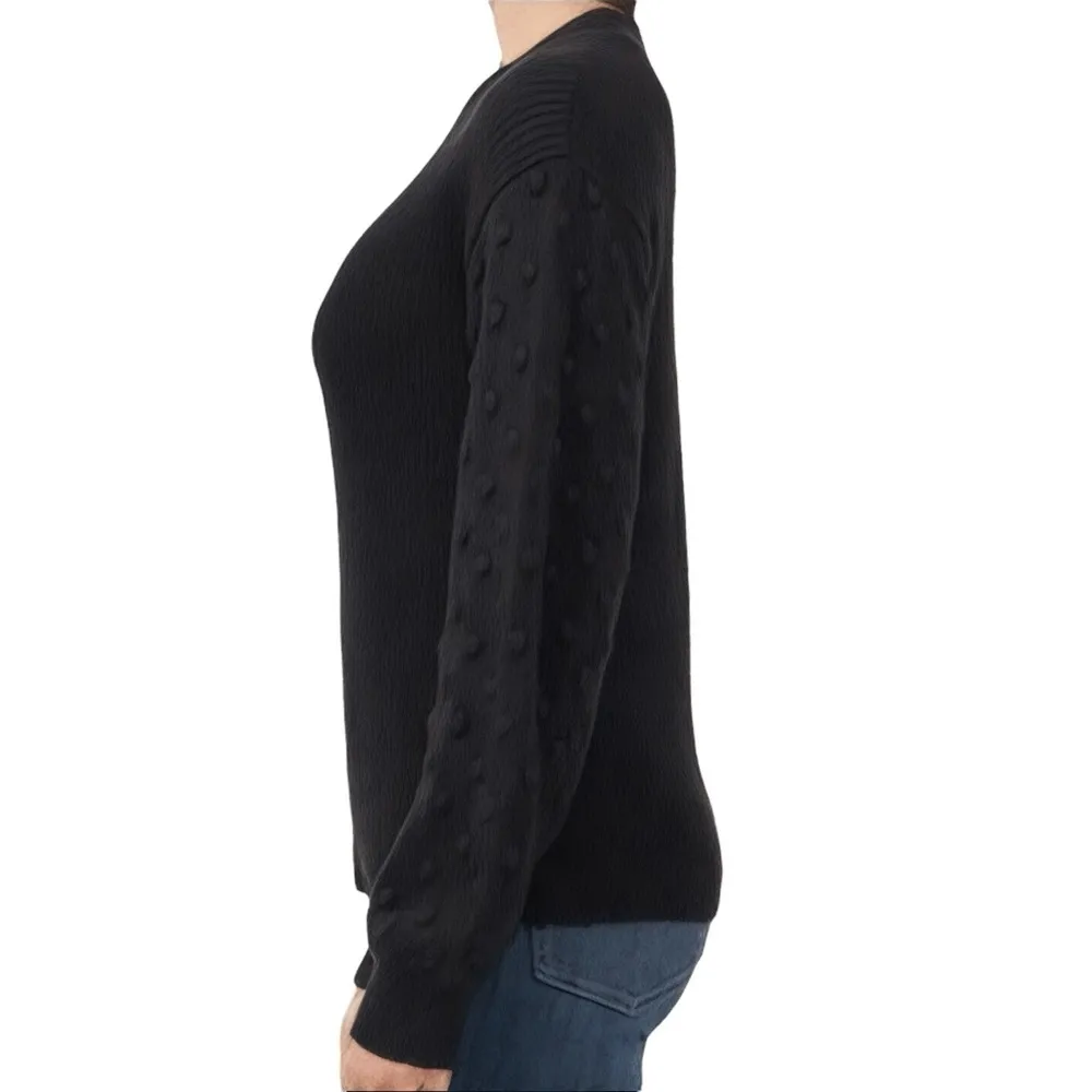 Cece Black Bobble Stitch Sleeve Pullover Sweater Mockneck Women’s Size Small - Image 7