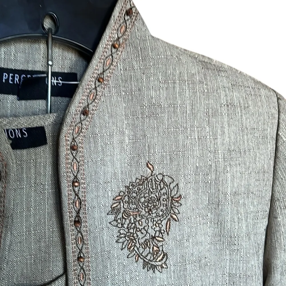 Perceptions  Petite Elegant Tan gold Blazer and Pants Set 6P BNWOT - Image 10