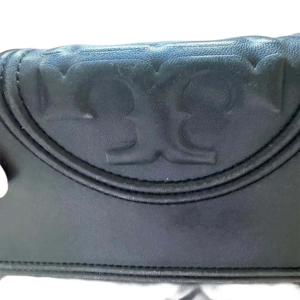 Black Tory Burch Fleming Convertible Bag Quilted Leather Crossbody or Shoulder - Image 4