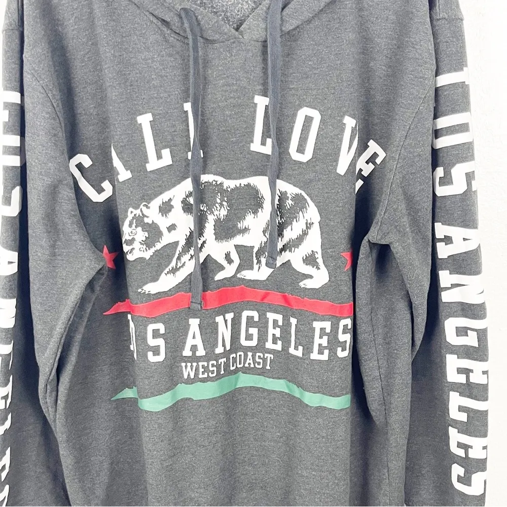 On Fire 100% Cotton Gray Cali Love Graphic Long Sleeves Hoodie Top, Size 3X - Image 7