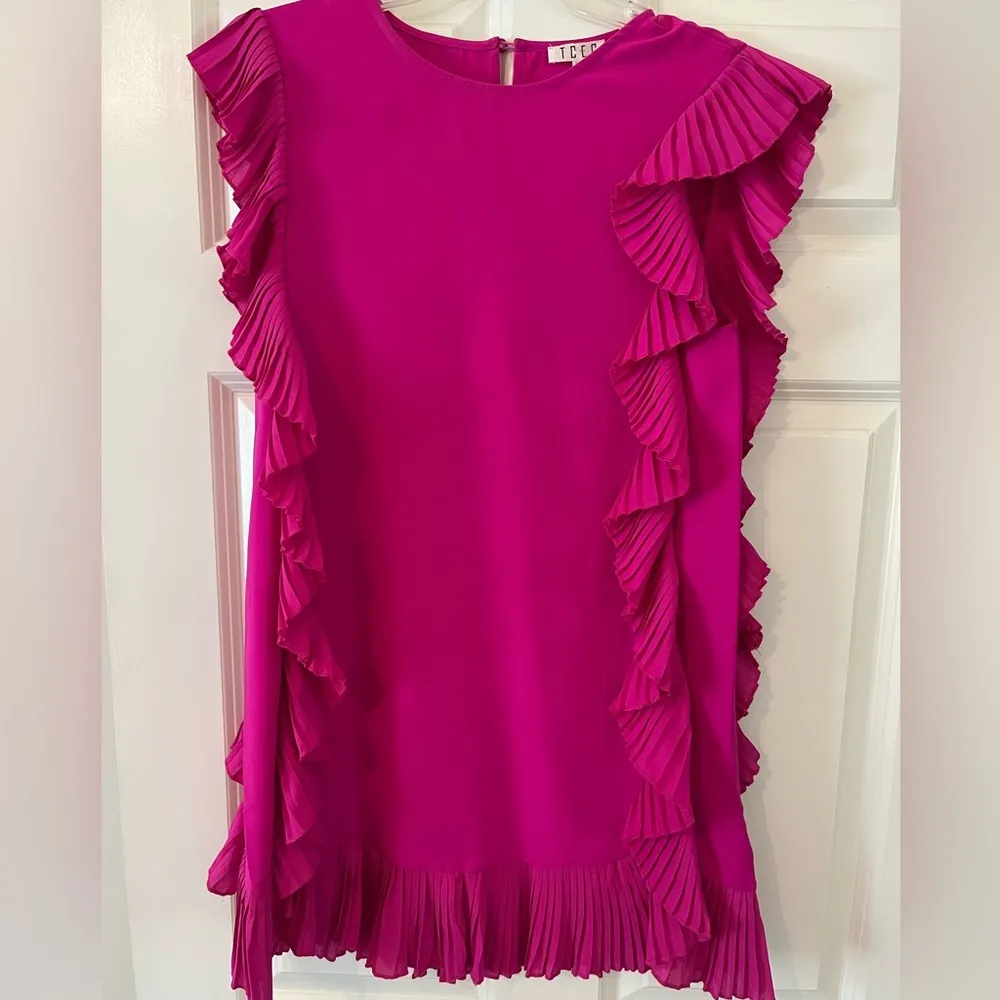Hot Pink Ruffle Dress Size 2 - Image 2
