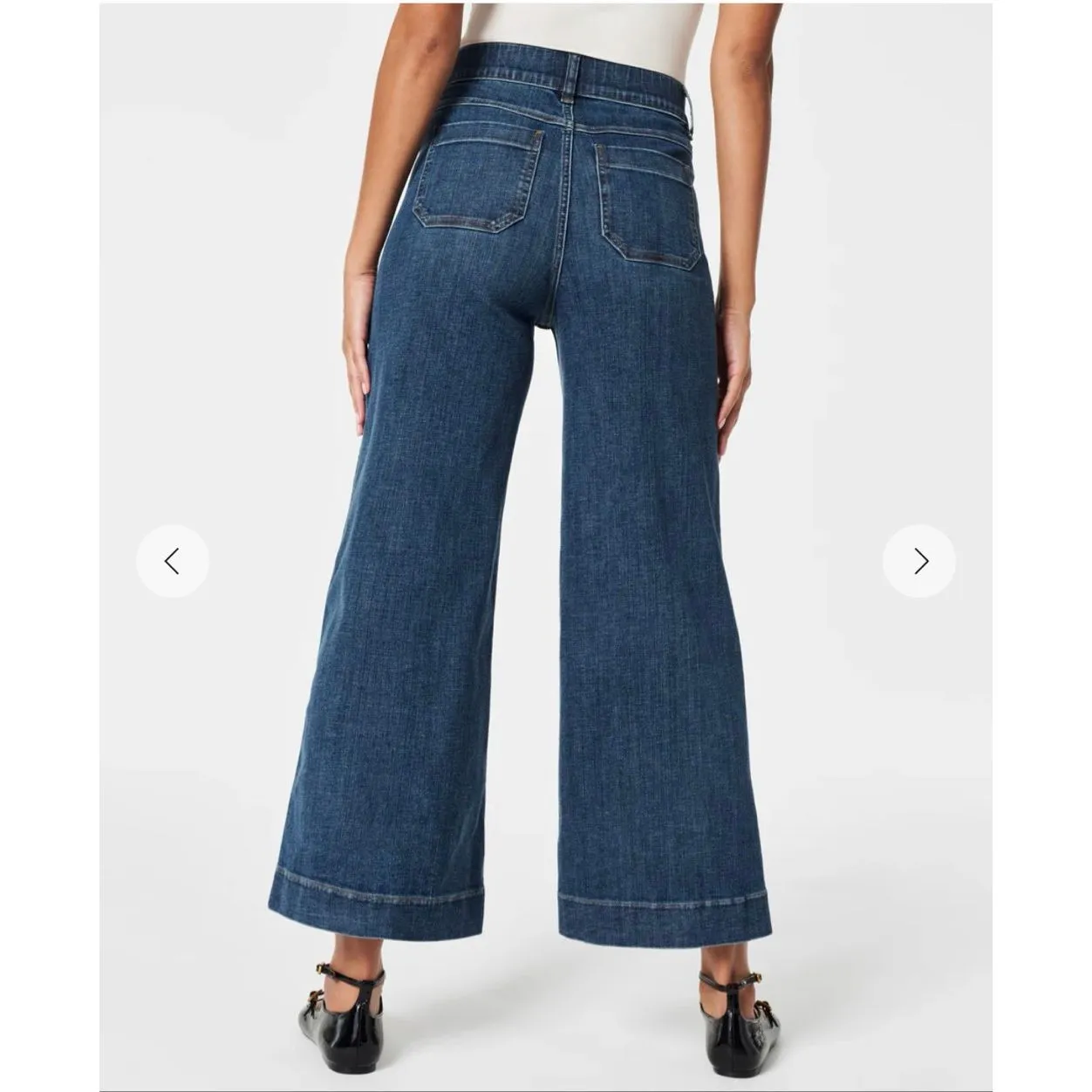 SPANX High Rise Cropped Wide Leg Jeans Medium Wash Size Large - Image 3