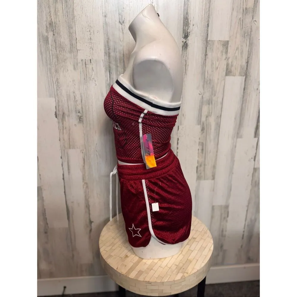 Derek Heart “South Beach” Red Two-Piece Tube Top & Shorts Set (Size M) - Image 3