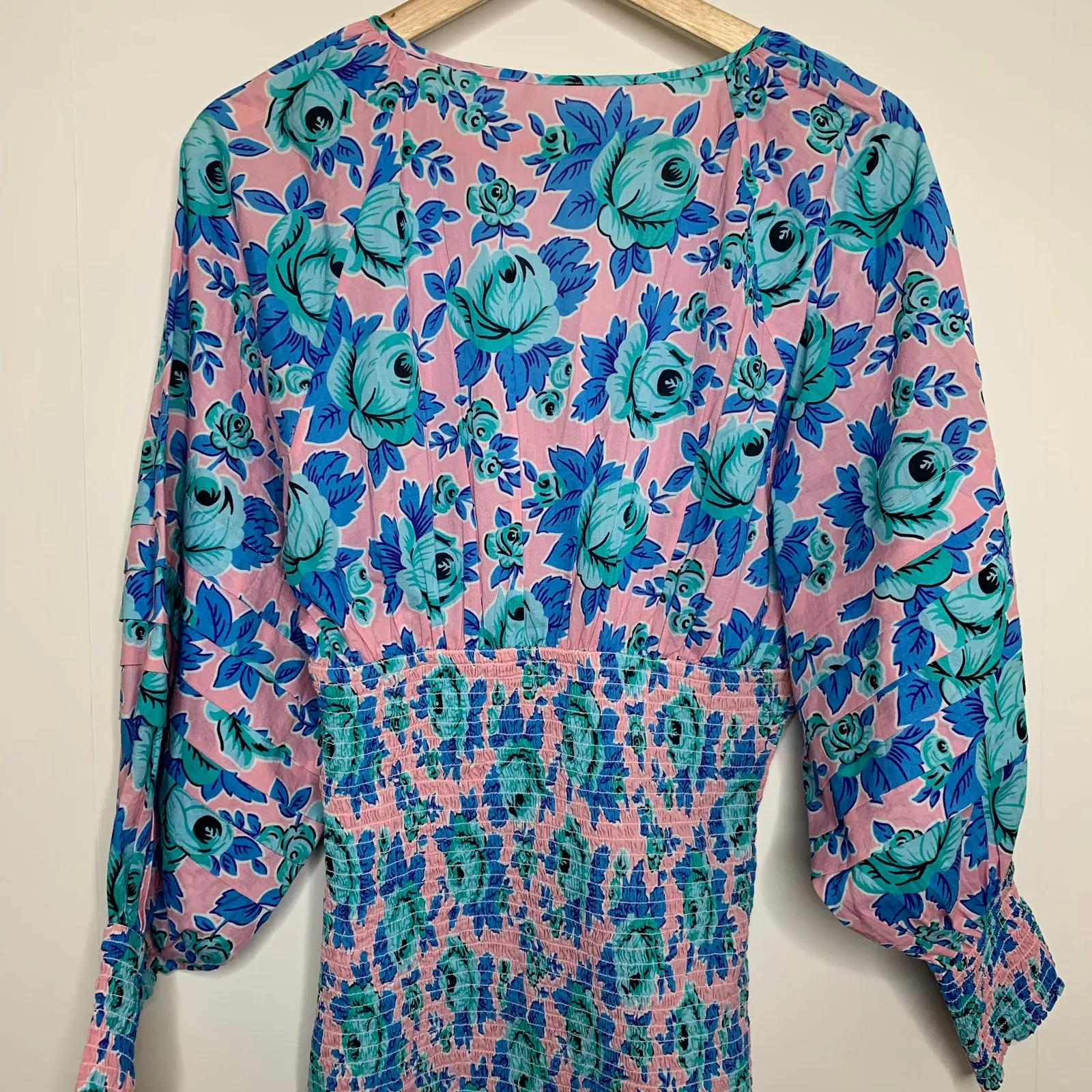 Rhode Resort Anya Smocked Mini Dress Womens Size Medium Blue - Image 11