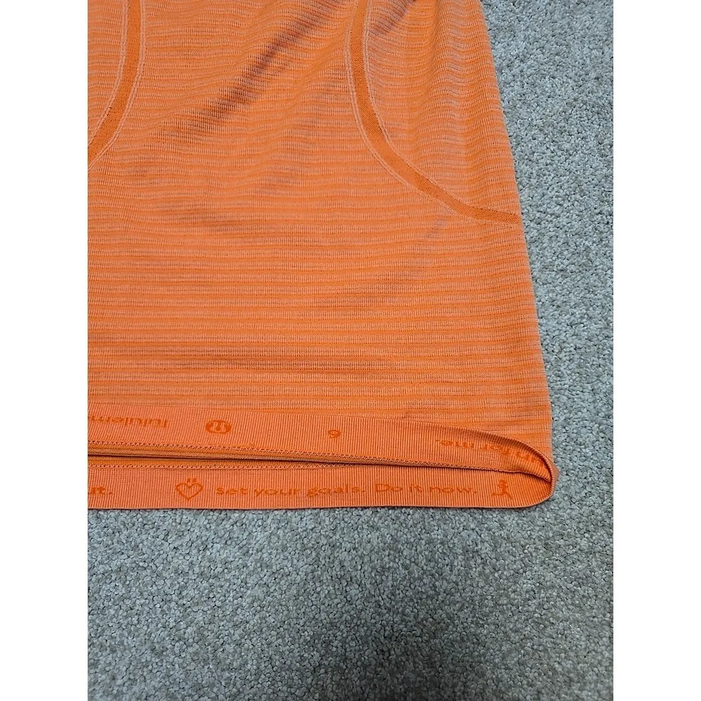 Lululemon Swiftly Tech Long Sleeve Crew Sz 6 Bright Orange Thumbholes Workout - Image 4