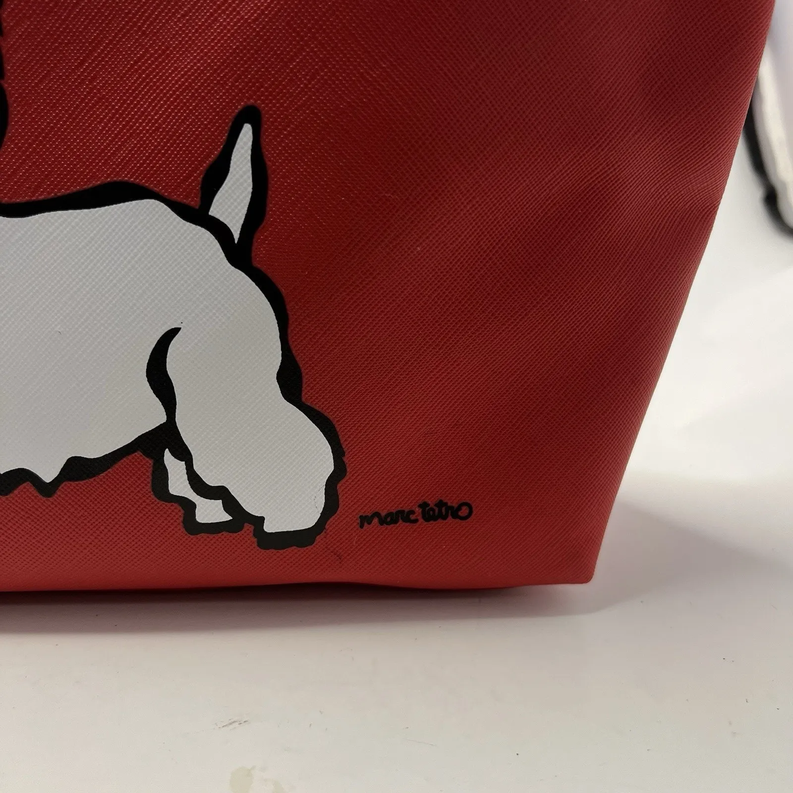 Marc Tetro Red White Black Westie Terrier Dog Striped Lined Clutch Makeup Pouch - Image 4