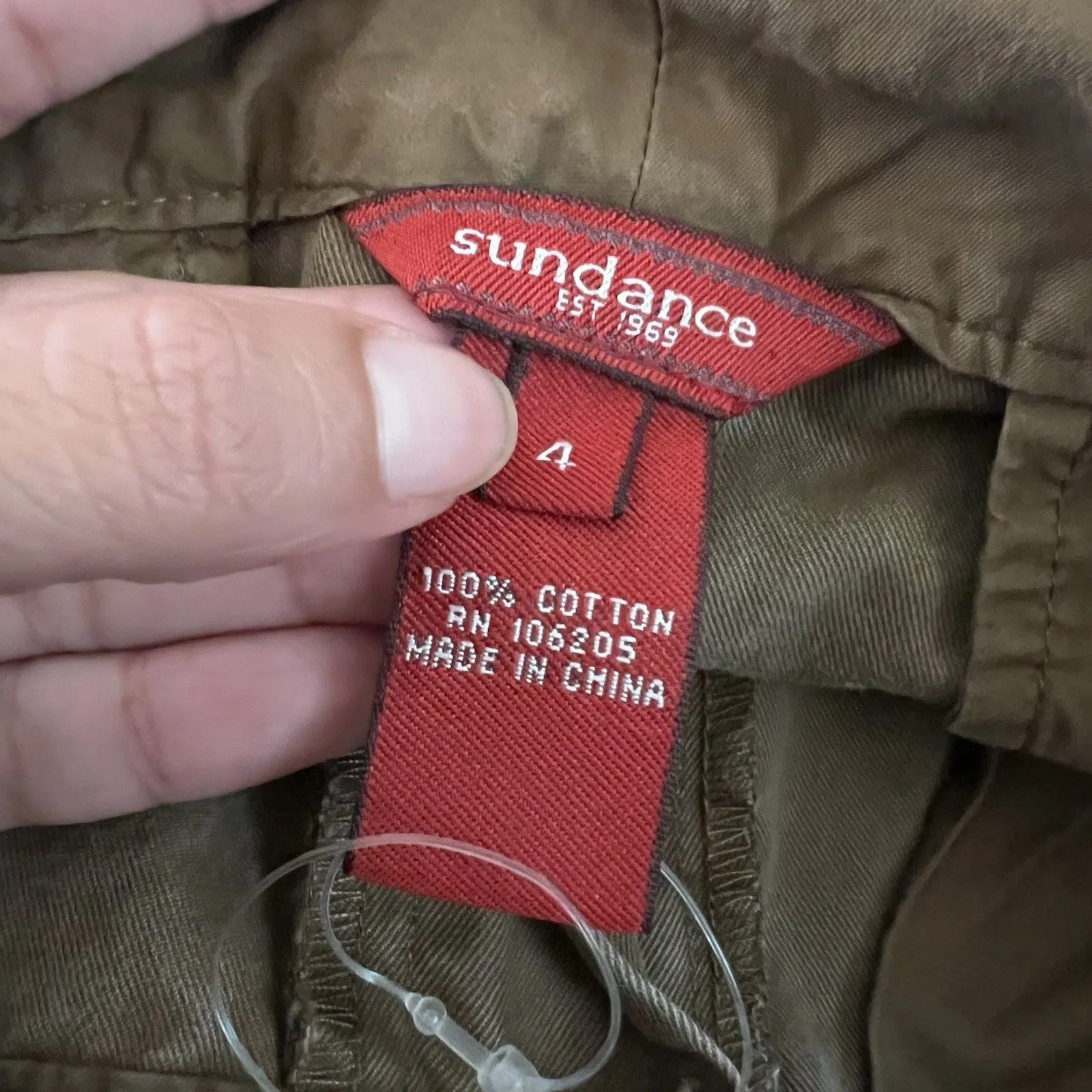 Sundance Midi Skirt Womens 4 Khaki Canvas Cotton Ruffle Fishtail Hi Low Y2K Brown - Image 3