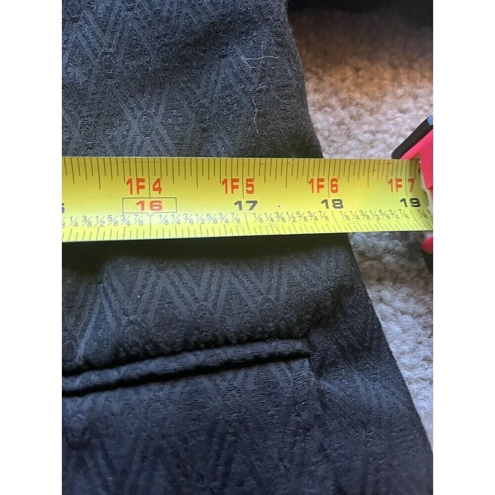 Worthington Women's Black Geometric Print Stretchy Button Up Trench Coat Size 14 - Image 12