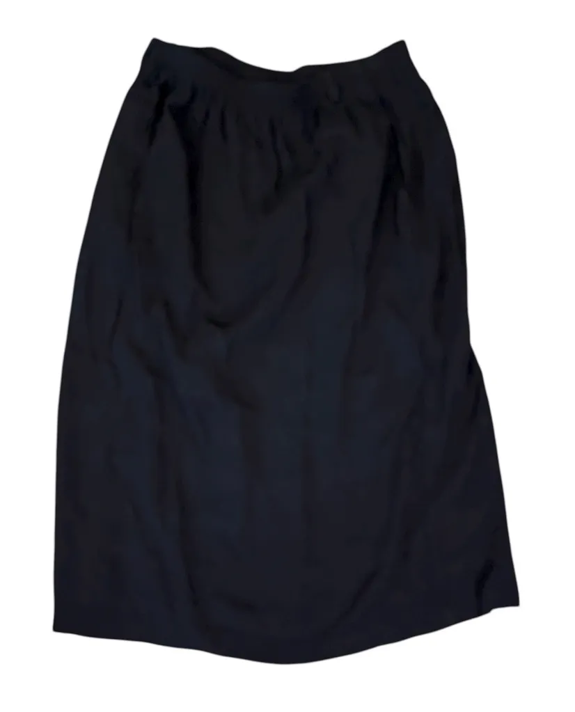 Vintage 80s 90s Alfred Dunner Textured Pull-On Skirt Stretch Back Slit Black 14 - Image 1