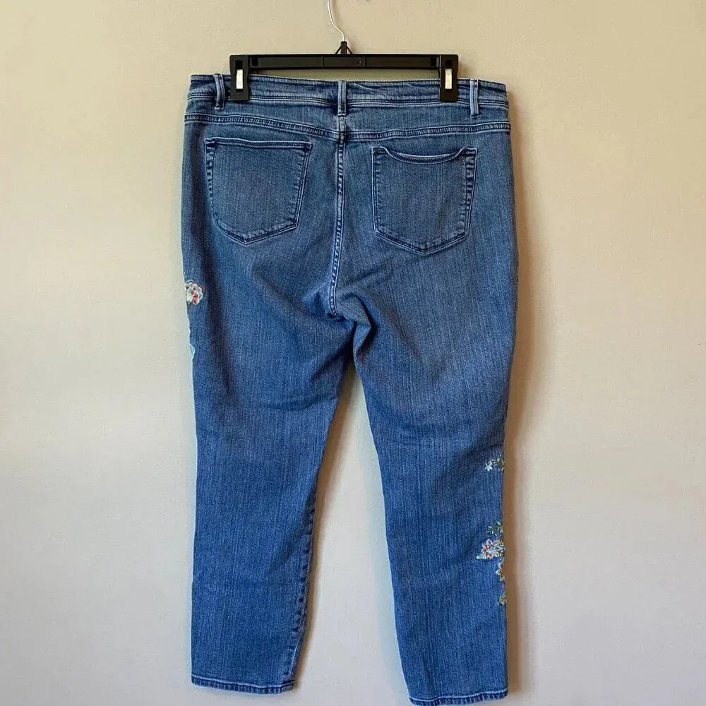 J. Jill Womens Size 10 Tall Authentic Fit Embroidered Floral Cropped Denim Jeans - Image 10