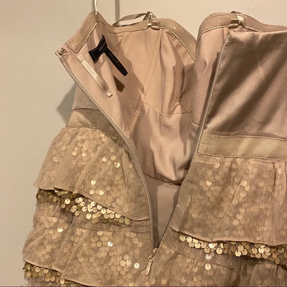 BCBG Maxazira Ava Cocktail Party Dress Champagne Sequin Tiered Size 0 - Image 14