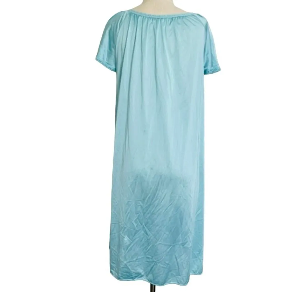 Vintage Miss Elaine Nylon Peignoir Set Gown and Robe Blue Size M - Image 7