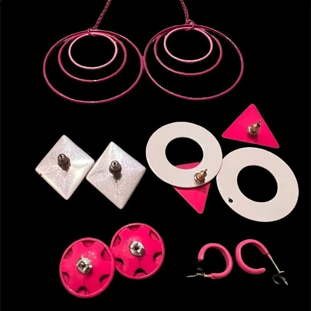 5 pair of pink earrings Pink - Image 4