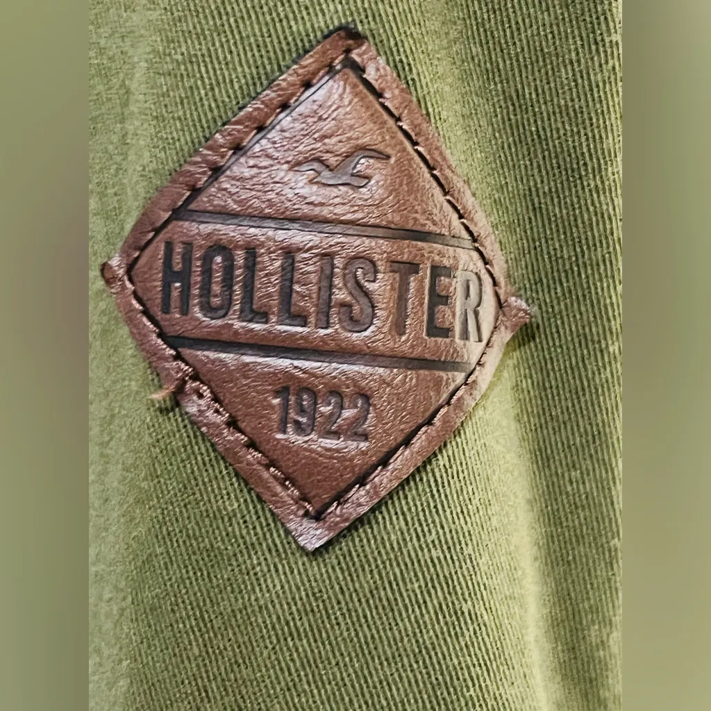 Hollister Jacket Womens M Utility Coat Military Style Green Full Zip Stretch - Image 3