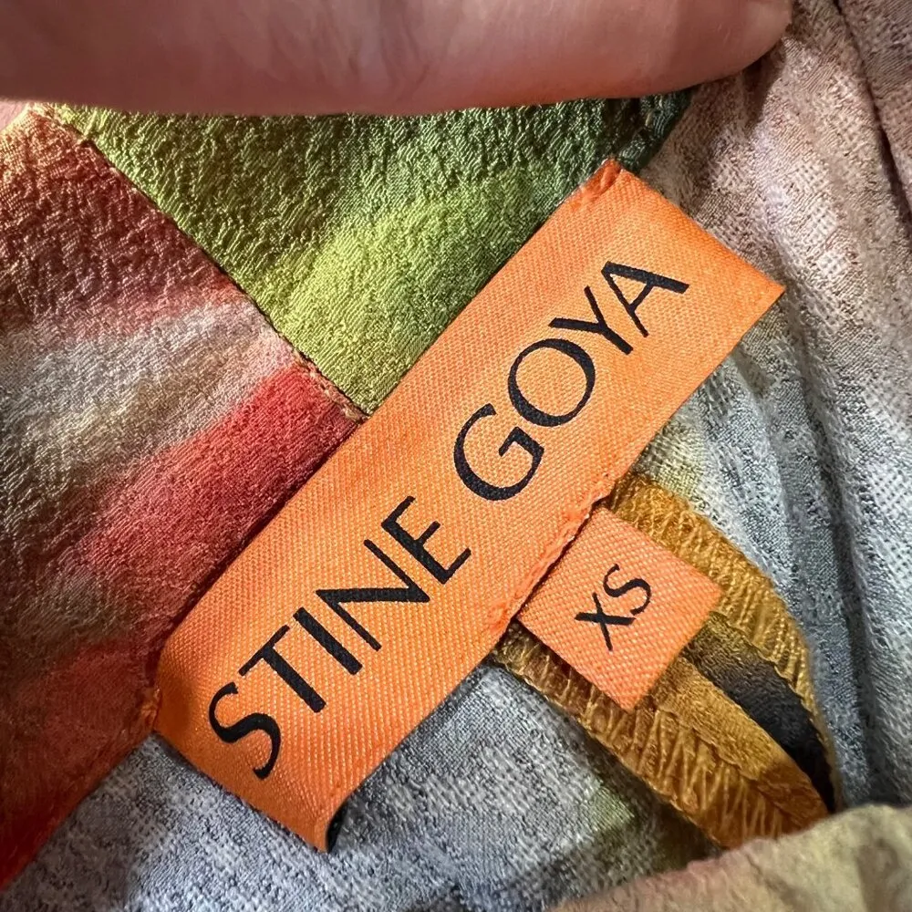 Stine Goya Abstract Impressionism Floral Pull On Pants Orange Green Size XS NWOT - Image 6