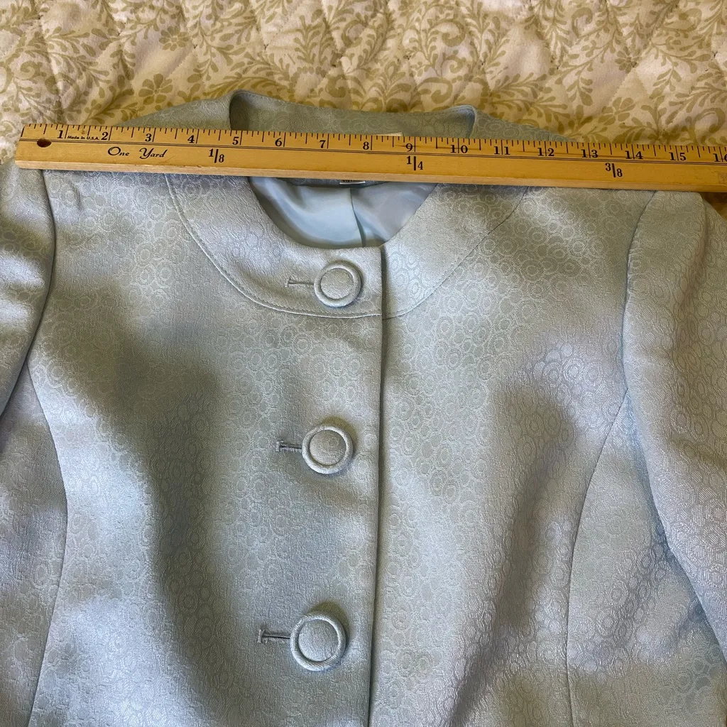 ✨ Vintage Y2K Le Suit Icy Blue Jacquard Blazer | Elegant Formal Career Jacket - Image 7